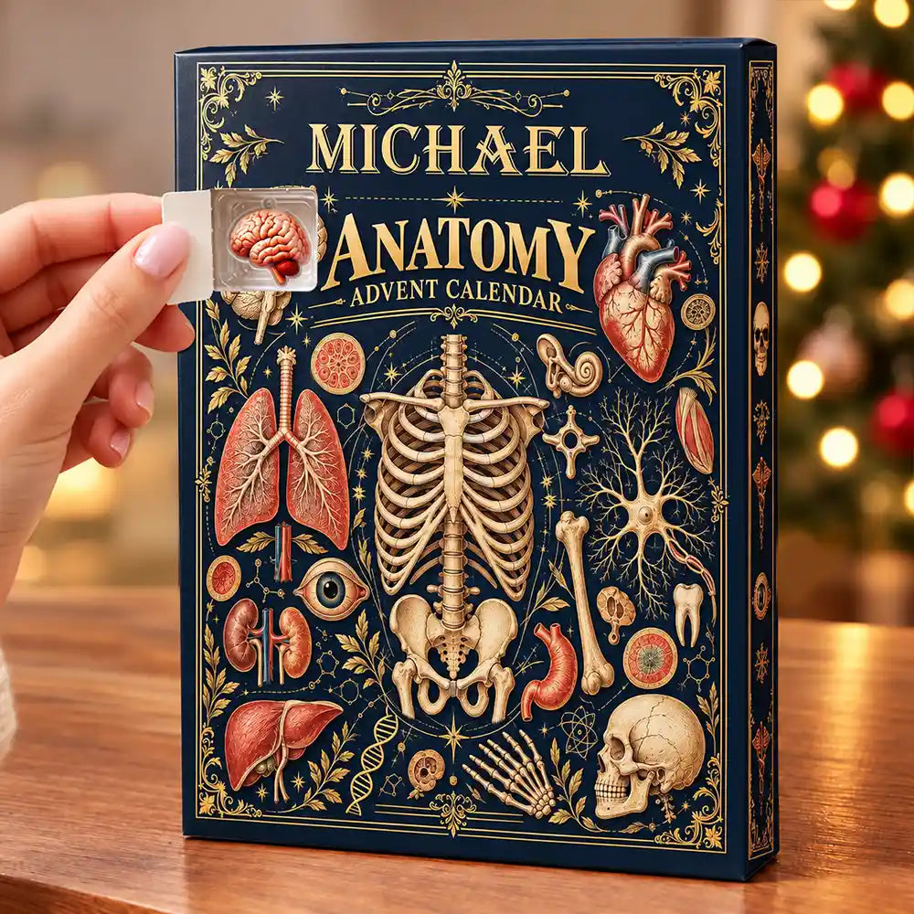 Christmas,Custom Text,Humorous,Nurse - Custom Name Anatomy Nurse Med Student - Personalized Christmas Countdown Advent Calendar