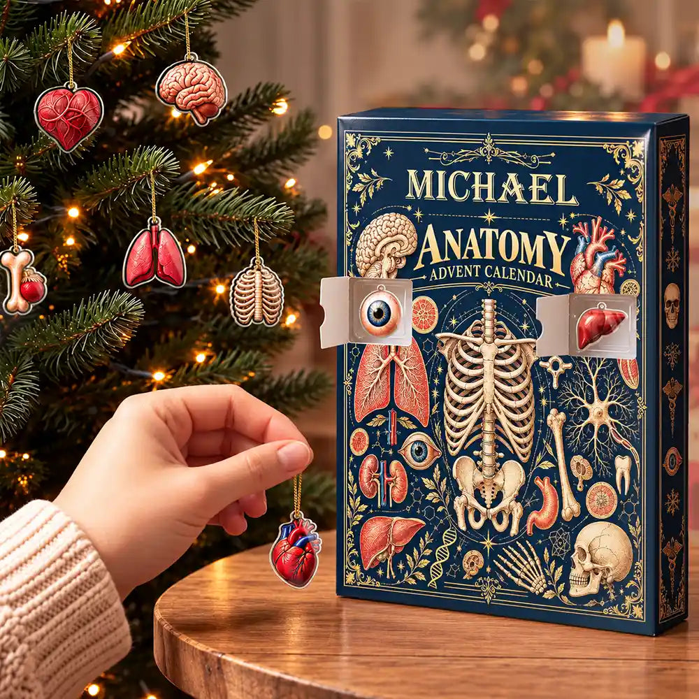 Christmas,Custom Text,Humorous,Nurse - Custom Name Anatomy Nurse Med Student - Personalized Christmas Countdown Advent Calendar