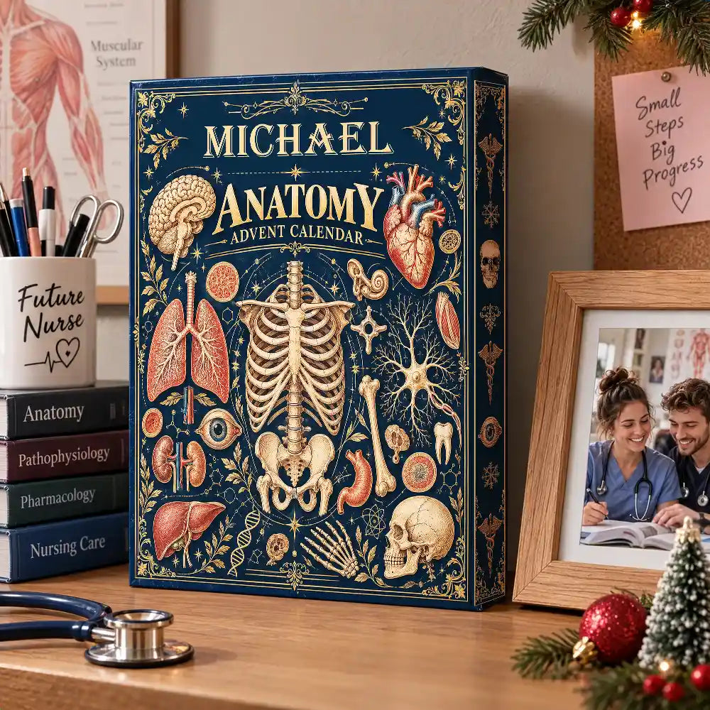 Christmas,Custom Text,Humorous,Nurse - Custom Name Anatomy Nurse Med Student - Personalized Christmas Countdown Advent Calendar