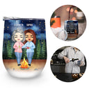 I'd Fight A Bear For You Camping Sisters - Sibling BFF Bestie Gift - Personalized Custom Wine Tumbler