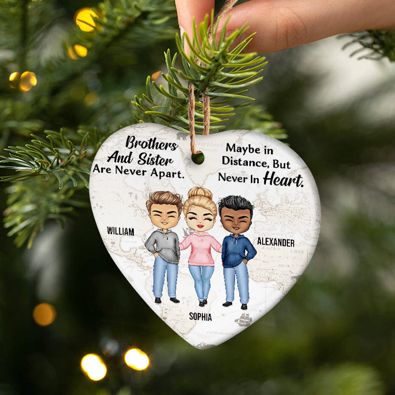 Never Apart In Heart Hoodie Friends - BFF Bestie Gift - Personalized Custom Heart Ceramic Ornament