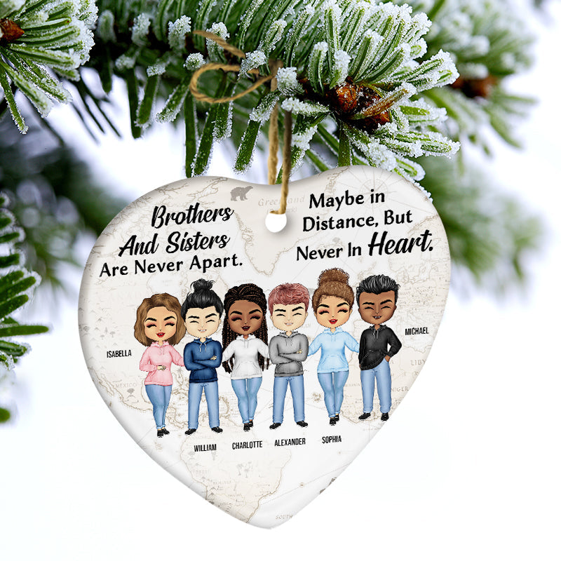 Never Apart In Heart Hoodie Friends - BFF Bestie Gift - Personalized Custom Heart Ceramic Ornament