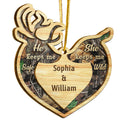 Deer Couple He Keeps Me Safe - Christmas Gift For Couple - Personalized Custom 2 Layered Wooden Ornament