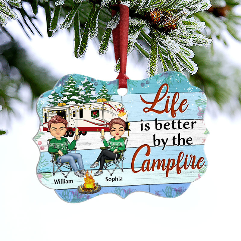 Making Memories One Campsite At A Time Husband Wife - Christmas Gift For Camping Lovers - Personalized Custom Aluminum Ornament