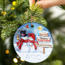 Snowman Couple Our First Christmas Together - Christmas Gift For Couple - Personalized Custom Circle Ceramic Ornament