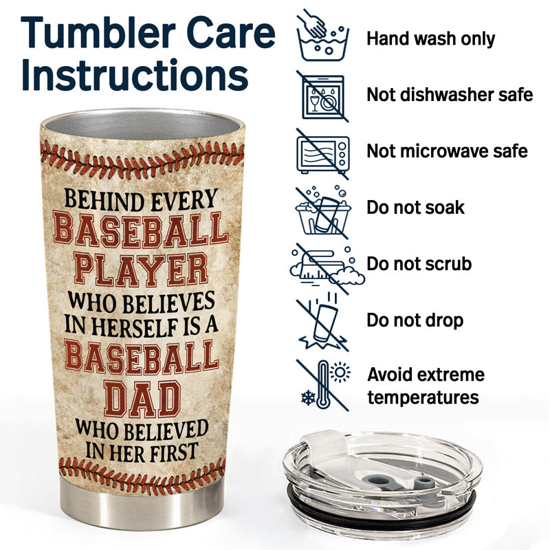 Baseball Dad Behind Every Baseball Player - Gift For Father, Grandpa - Personalized Custom Tumbler