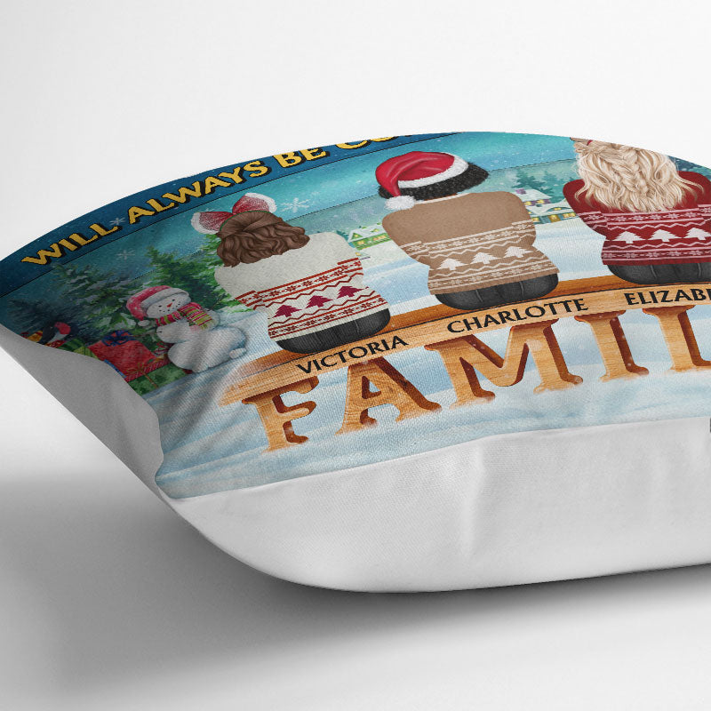La famille, là où commence l'amour, ne finit jamais - Cadeau de Noël pour parents et grands-parents - Oreiller personnalisé