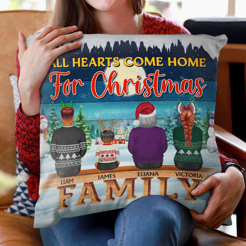 La famille, là où commence l'amour, ne finit jamais - Cadeau de Noël pour parents et grands-parents - Oreiller personnalisé