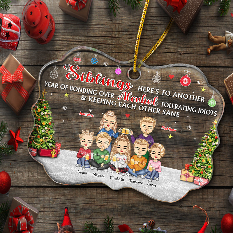 Meilleurs amis qui se maintiennent mutuellement sains d'esprit - Cadeau de Noël pour les meilleures amies et les collègues - Ornement médaillon en acrylique personnalisé