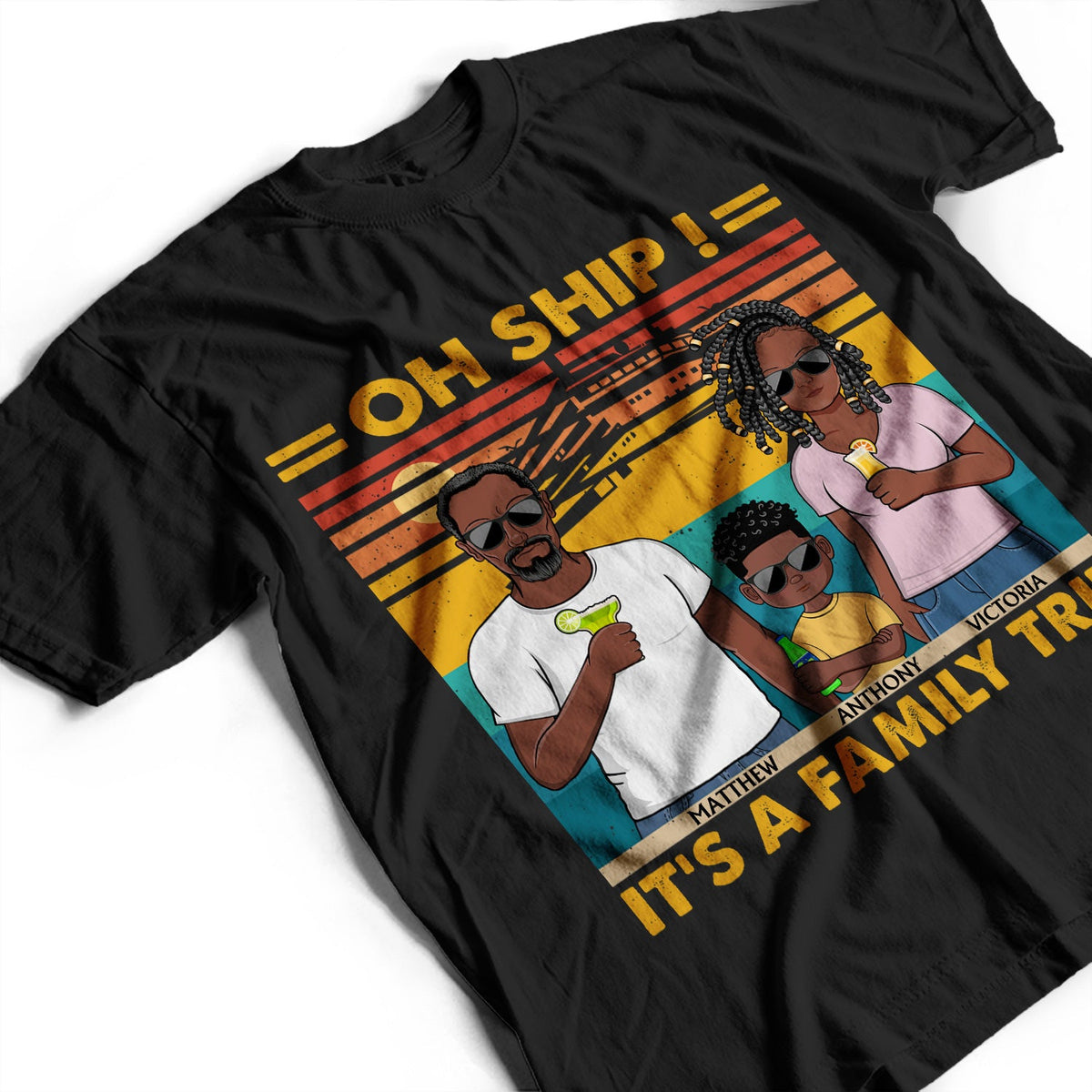Oh Ship, c'est un voyage en famille, une croisière sur la plage - Drôle, cadeau de vacances pour mari, femme, couples, papa, maman - T-shirt personnalisé