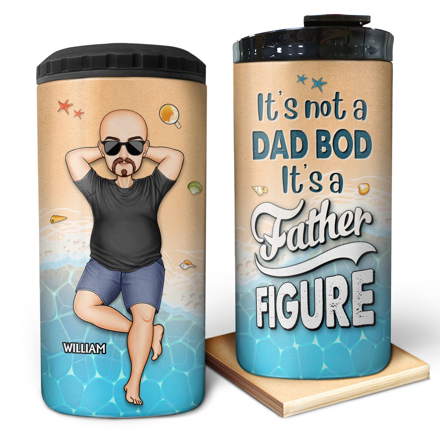 It's Not A Dad Bod It's A Father Figure - Birthday, Loving, Decor Gift For Dad, Father, Grandpa, Grandfather - Personalized Custom 4 In 1 Can Cooler Tumbler