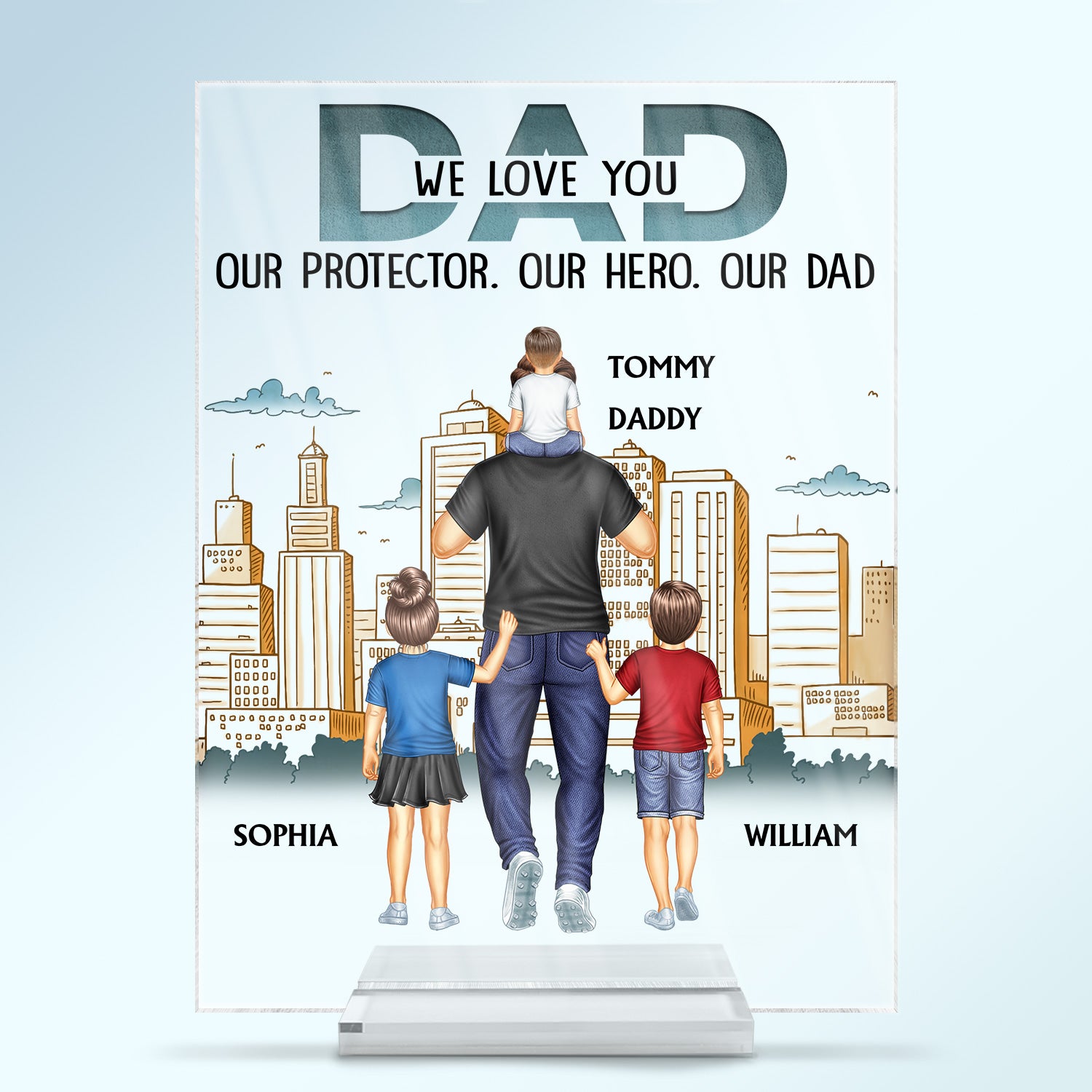 Dad Our Protector Our Hero Our Dad - Birthday Gift For Father, Family - Personalized Custom Vertical Rectangle Acrylic Plaque