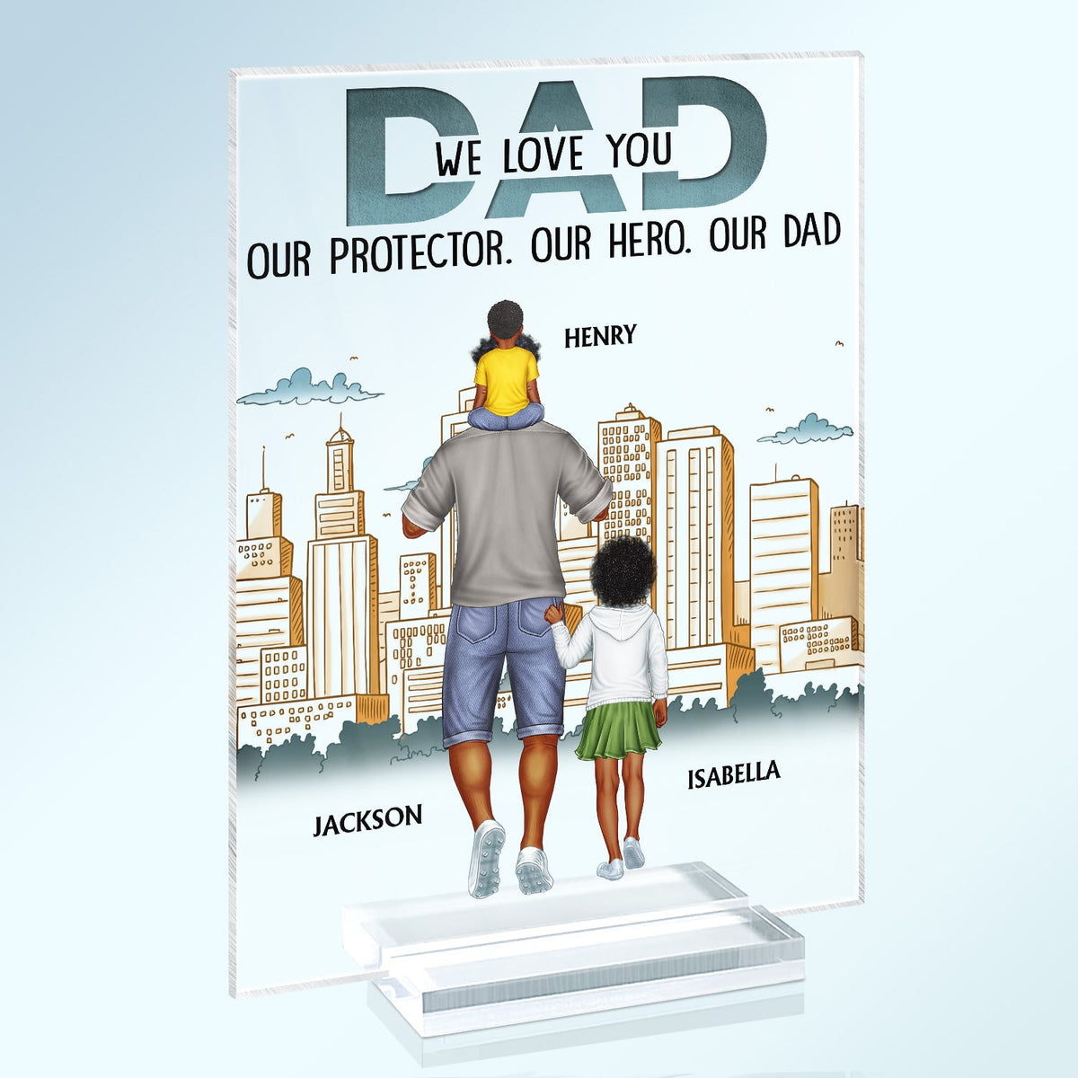 Dad Our Protector Our Hero Our Dad - Birthday Gift For Father, Family - Personalized Custom Vertical Rectangle Acrylic Plaque
