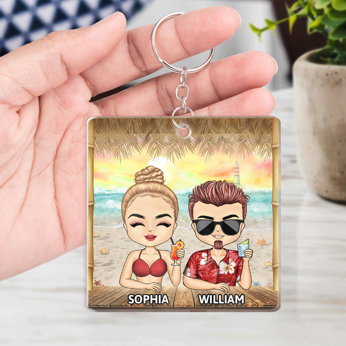 I Love You To The Beach And Back - Vacation, Anniversary, Birthday Gifts For Best Friends, Besties - Personalized Custom Acrylic Keychain