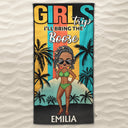 Girls' Trip I'll Bring The Alibi Retro Beaches Swimming Picnic Vacation Traveling - Birthday, Funny Gift For Her, Besties, Family - Personalized Custom Beach Towel