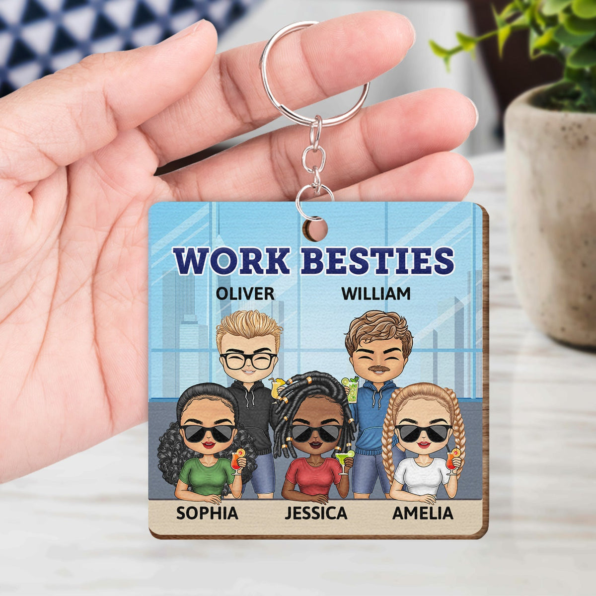 You Are The Reason I Don't Punch People At Work - Funny, Anniversary, Birthday Gifts For Colleagues, Coworker, Besties - Personalized Custom Wooden Keychain