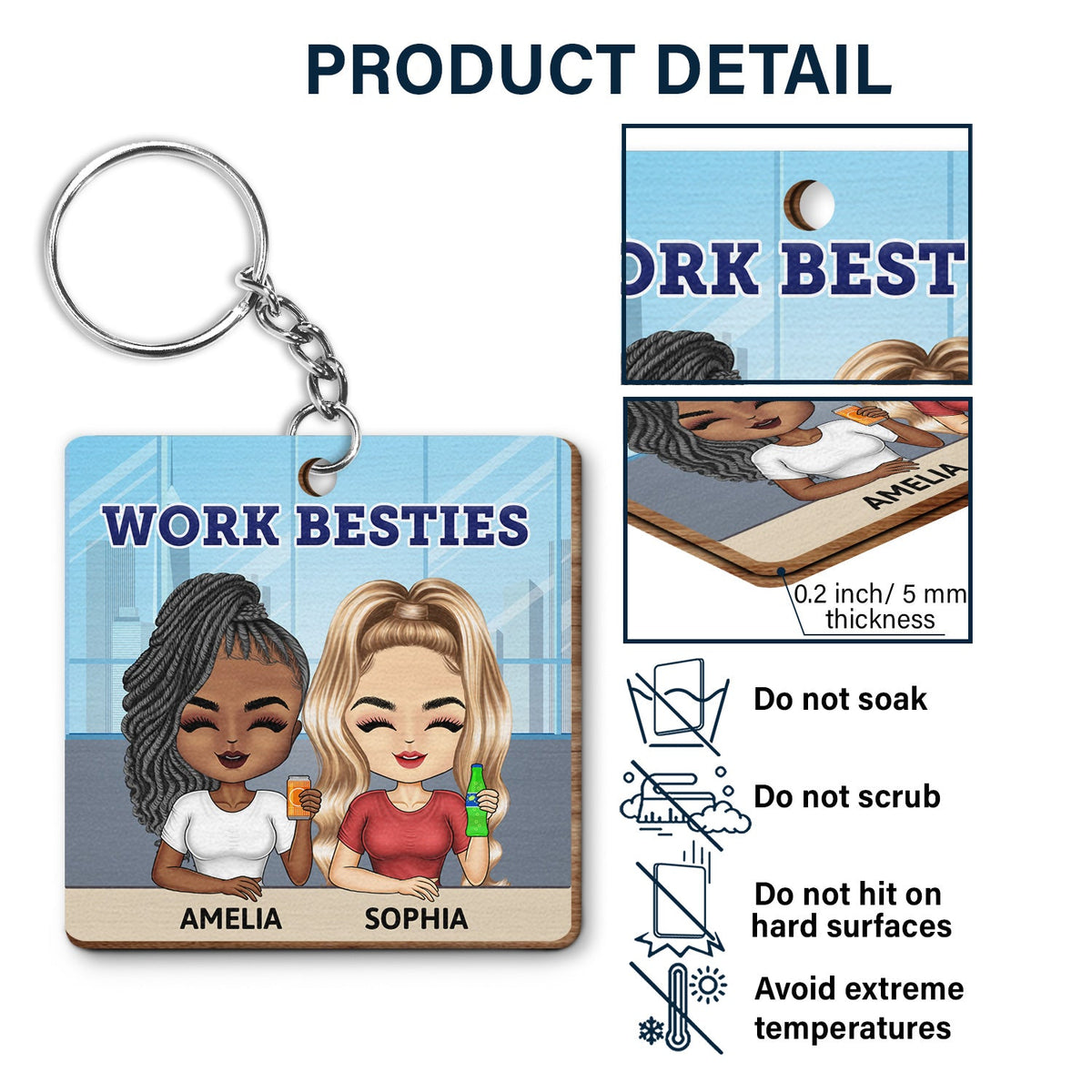 You Are The Reason I Don't Punch People At Work - Funny, Anniversary, Birthday Gifts For Colleagues, Coworker, Besties - Personalized Custom Wooden Keychain