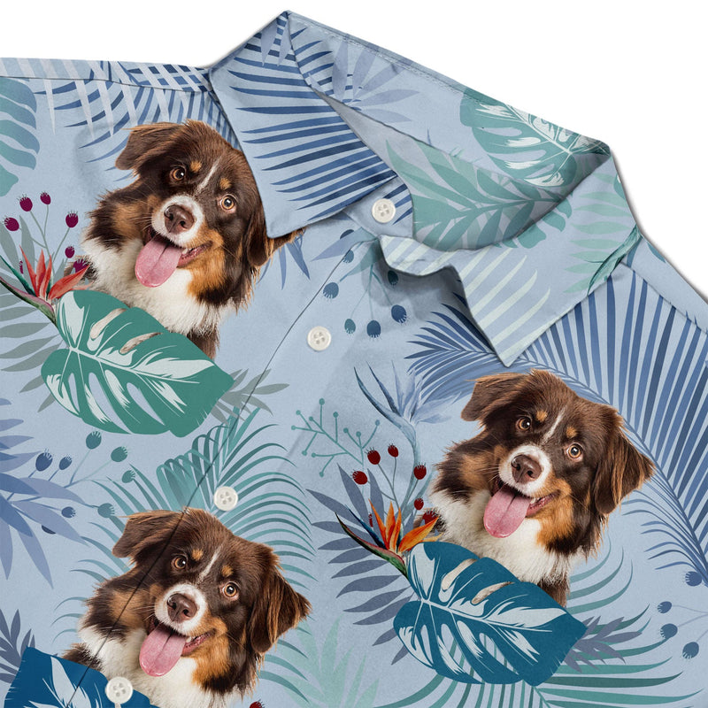 Custom Photo Funny Family Pet Face Tropical Leaf - Gift For Men, Dog And Cat Lovers - Personalized Custom Hawaiian Shirt