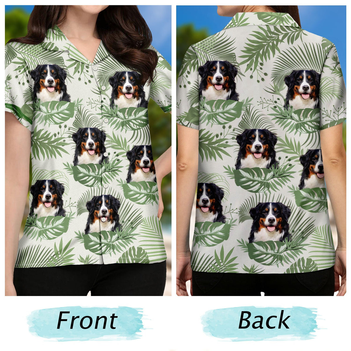Custom Photo Funny Family Pet Face Tropical Leaf - Gift For Men, Dog And Cat Lovers - Personalized Custom Hawaiian Shirt