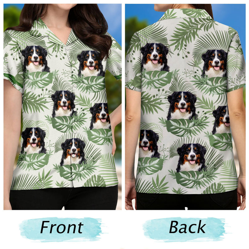 Custom Photo Funny Family Pet Face Tropical Leaf - Gift For Men, Dog And Cat Lovers - Personalized Custom Hawaiian Shirt