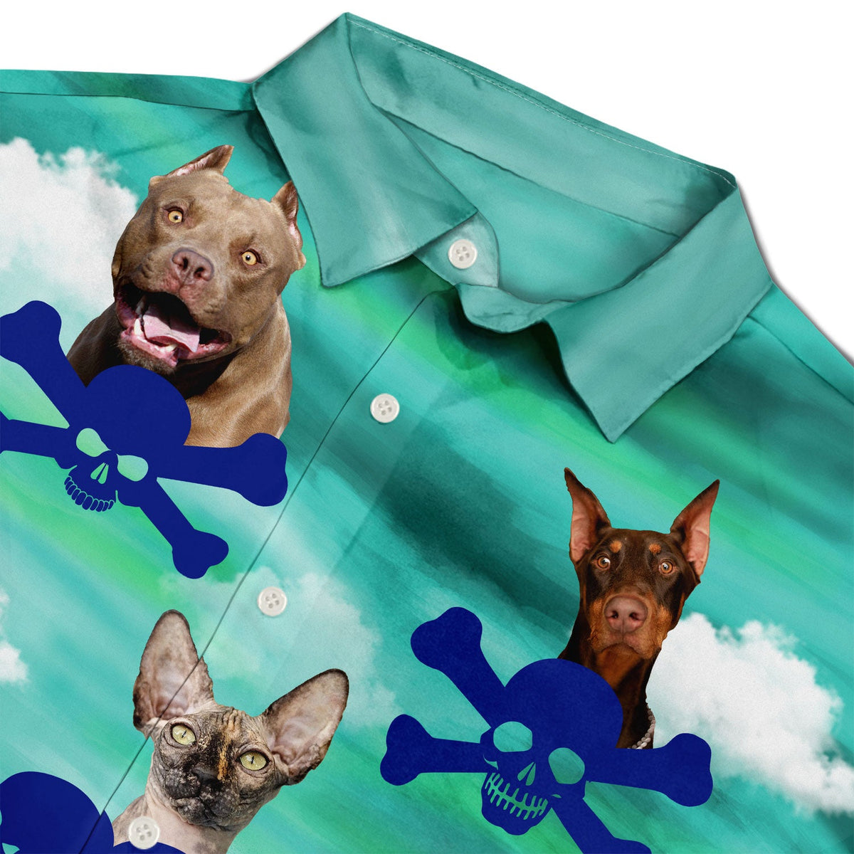 Custom Photo Funny Family Pet Face Color Sunset - Gift For Men, Dog And Cat Lovers - Personalized Custom Hawaiian Shirt