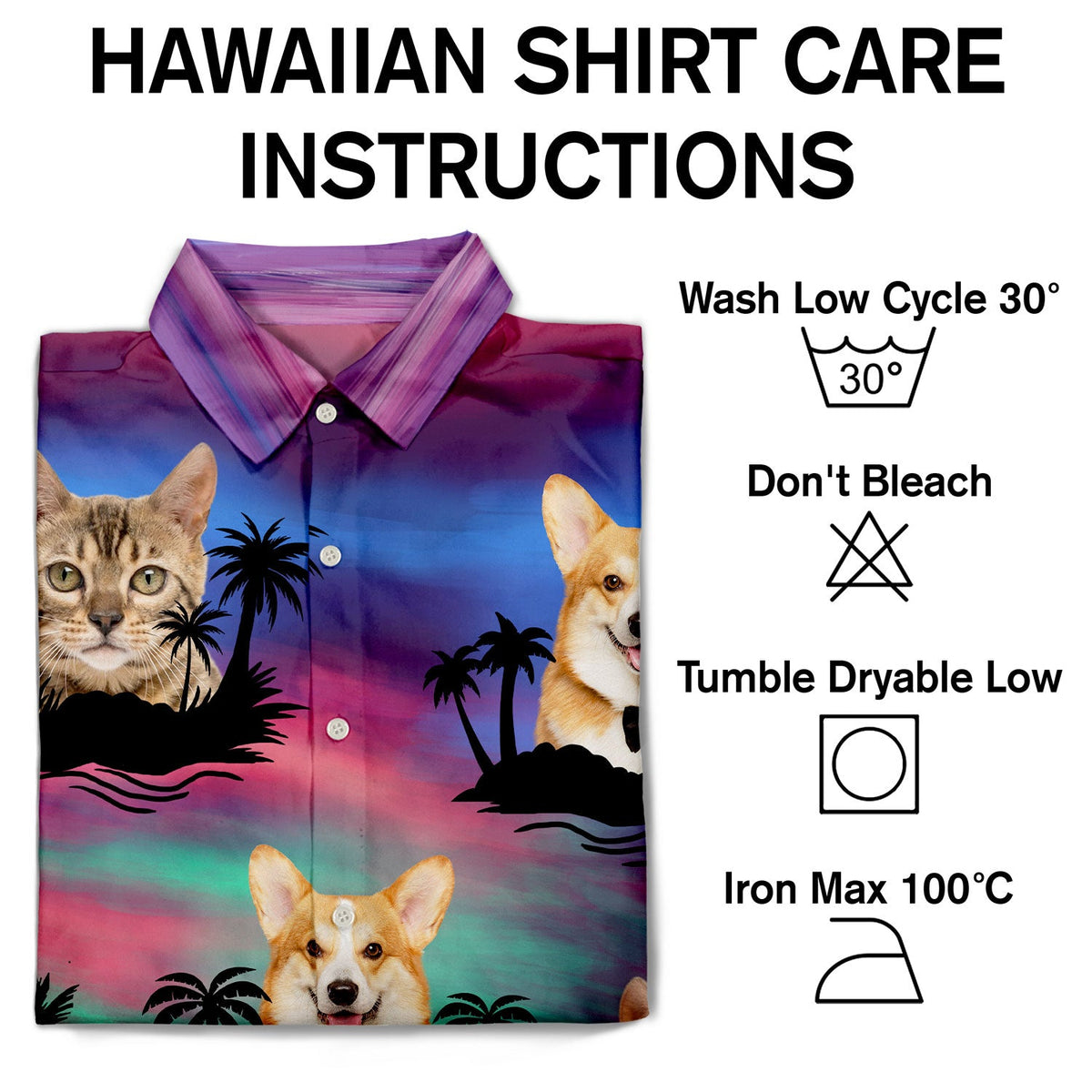 Custom Photo Funny Family Pet Face Color Sunset - Gift For Men, Dog And Cat Lovers - Personalized Custom Hawaiian Shirt