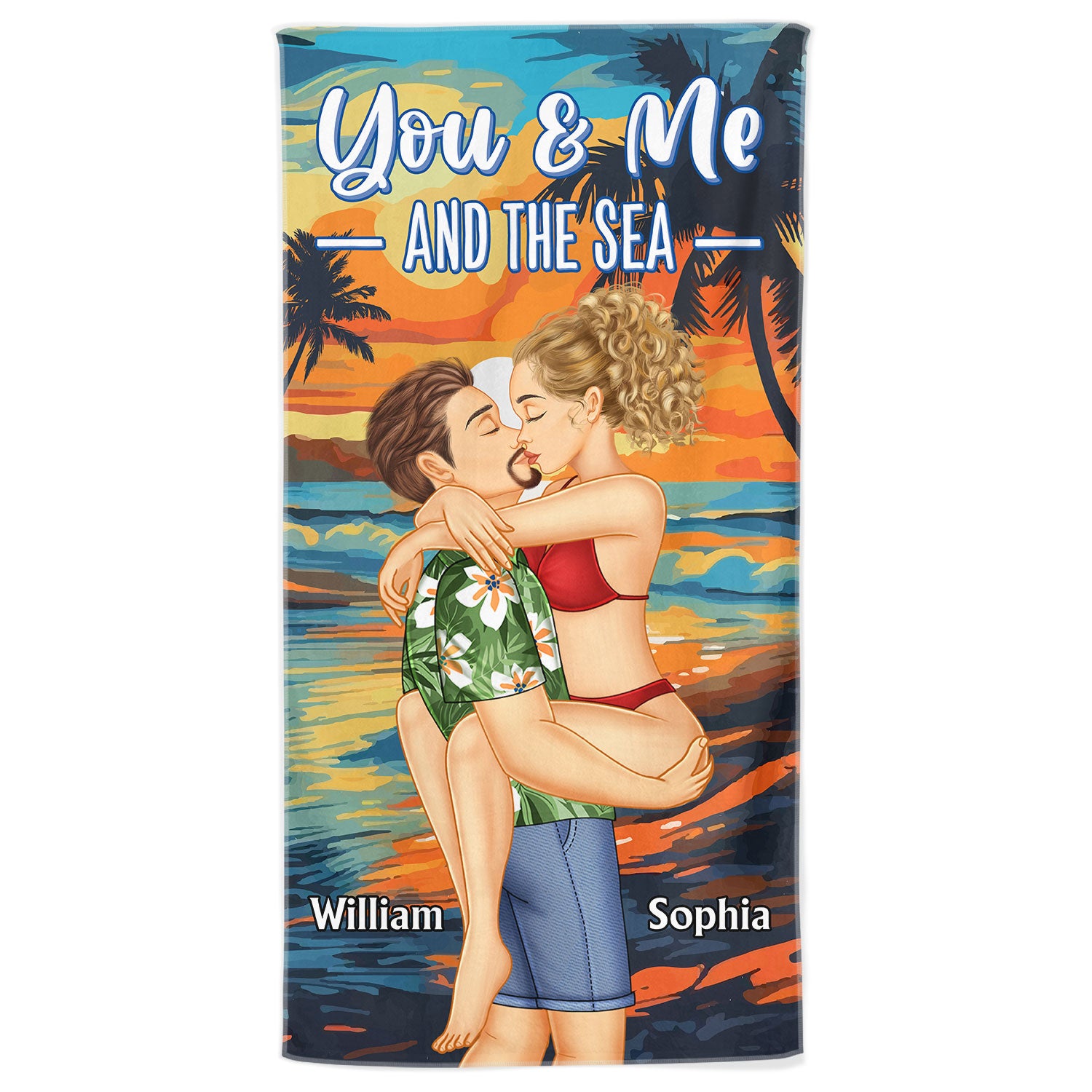 You And Me And The Sea - Birthday, Loving, Anniversary, Vacation, Travel Gift For Spouse, Husband, Wife, Couple, Boyfriend, Girlfriend - Personalized Beach Towel