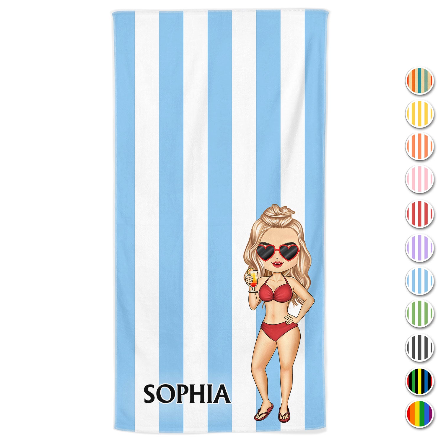 Chibi Traveling Beach Poolside Swimming Picnic Vacation Corner - Birthday, Funny Gift For Her, Him, Besties, Family - Personalized Beach Towel