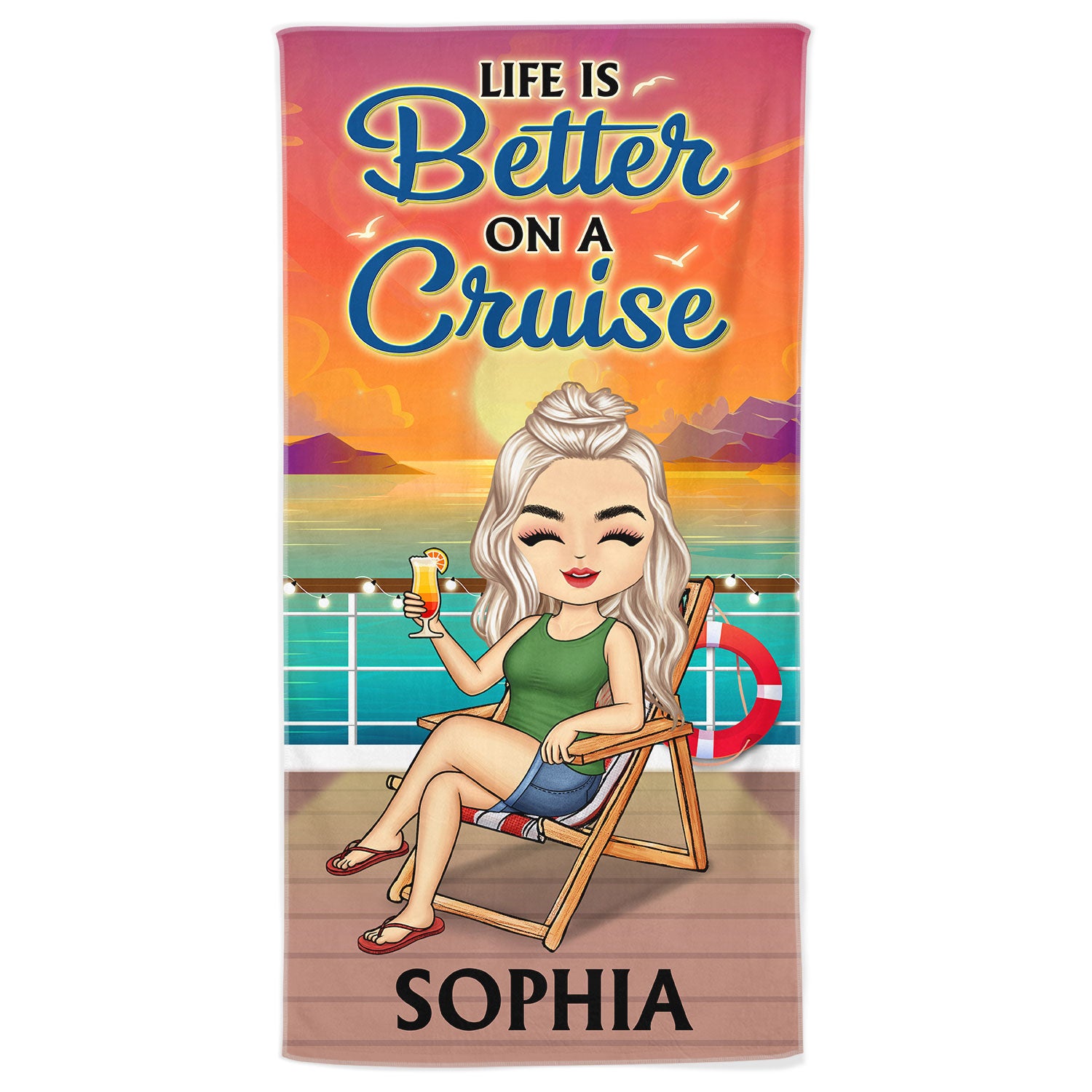 Life Is Better On A Cruise - Vacation, Birthday, Funny Gift For Cruising Lovers, Traveling Lovers - Personalized Beach Towel