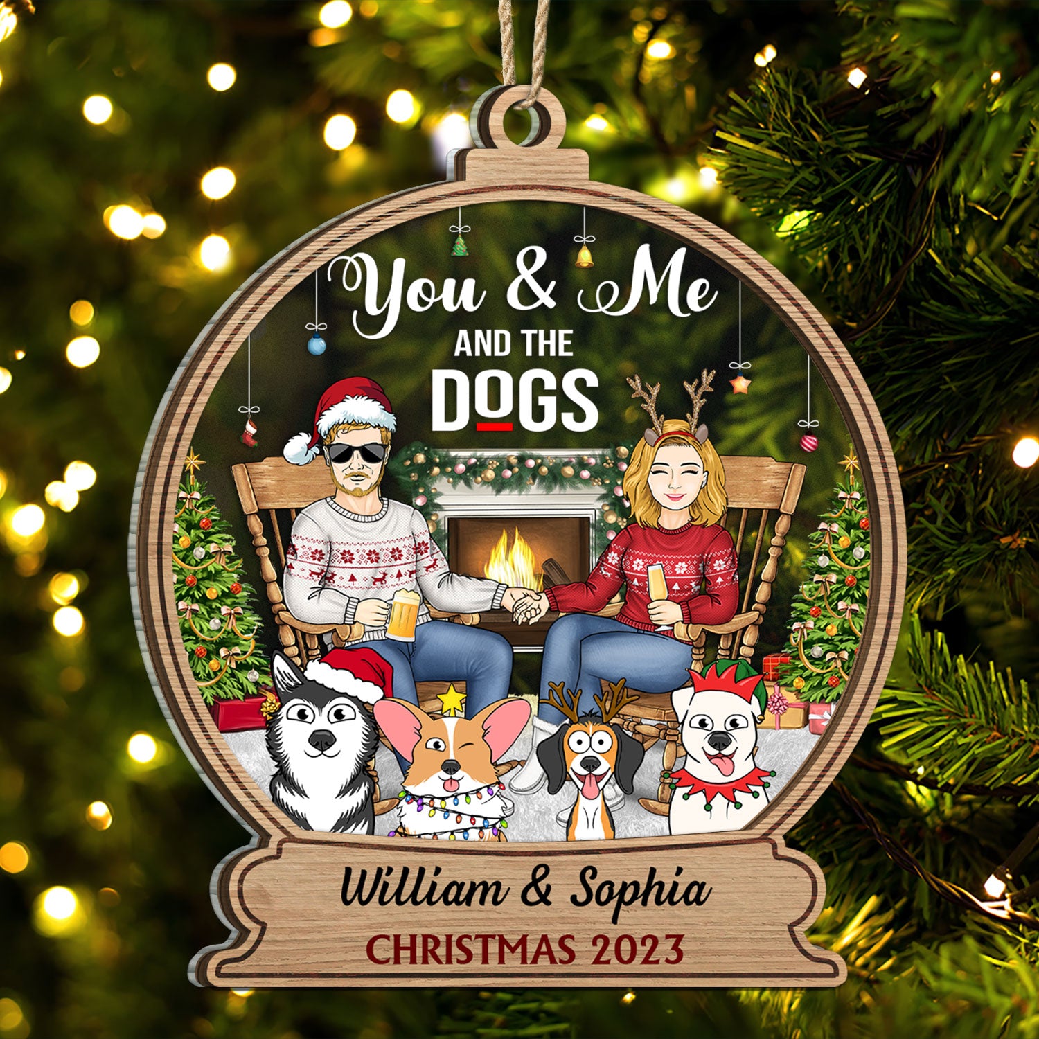 You And Me And The Fur Babies - Christmas Gift For Couples, Dog, Cat, Pet Lovers - Personalized 2-Layered Mix Ornament