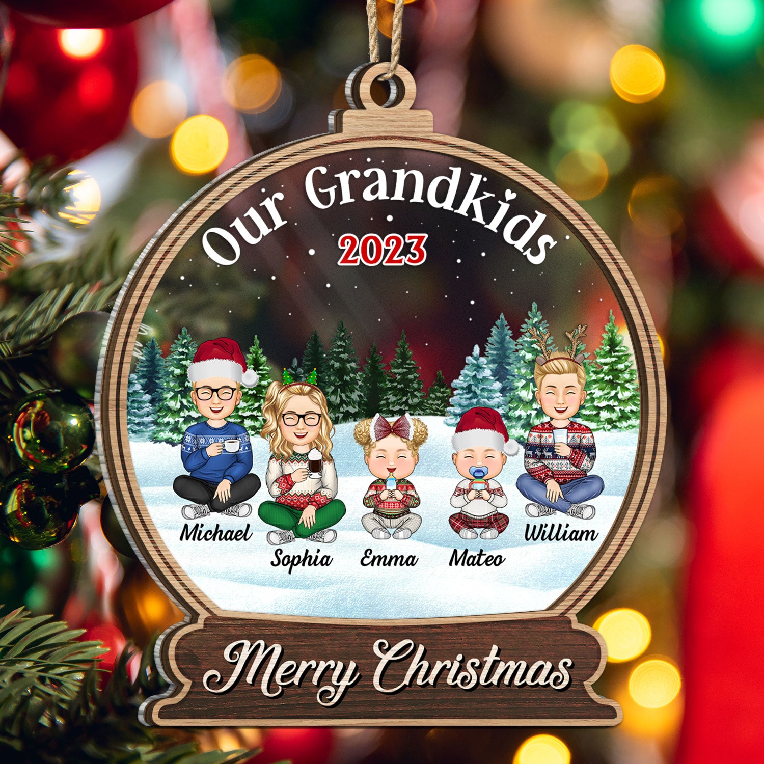 Our Grandkids Children - Christmas Gift For Family, Grandma, Grandpa, Grandparents - Personalized 2-Layered Mix Ornament