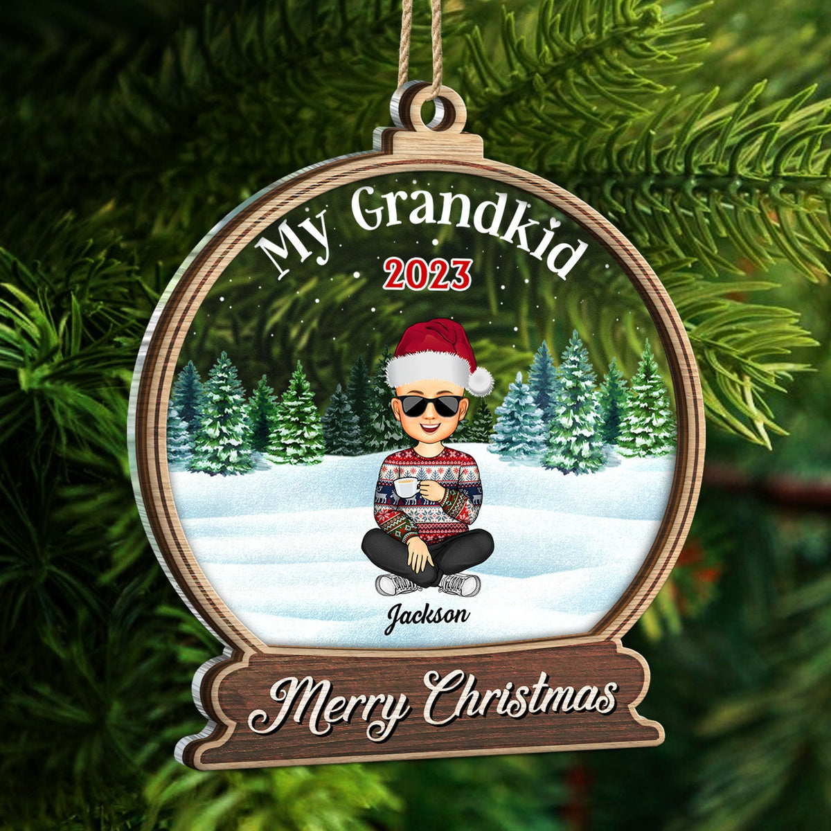 Our Grandkids Children - Christmas Gift For Family, Grandma, Grandpa, Grandparents - Personalized 2-Layered Mix Ornament