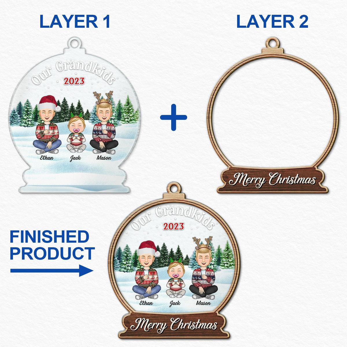 Our Grandkids Children - Christmas Gift For Family, Grandma, Grandpa, Grandparents - Personalized 2-Layered Mix Ornament