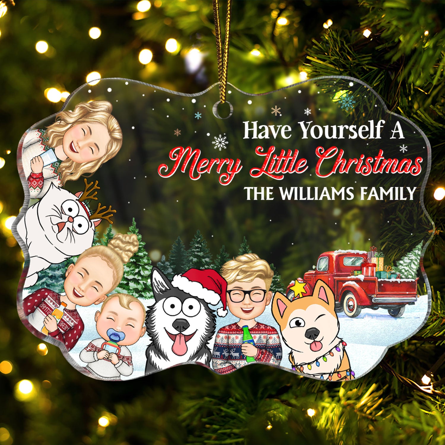 Have Yourself A Merry Little Christmas - Christmas Gift For Family, Parents - Personalized Medallion Acrylic Ornament