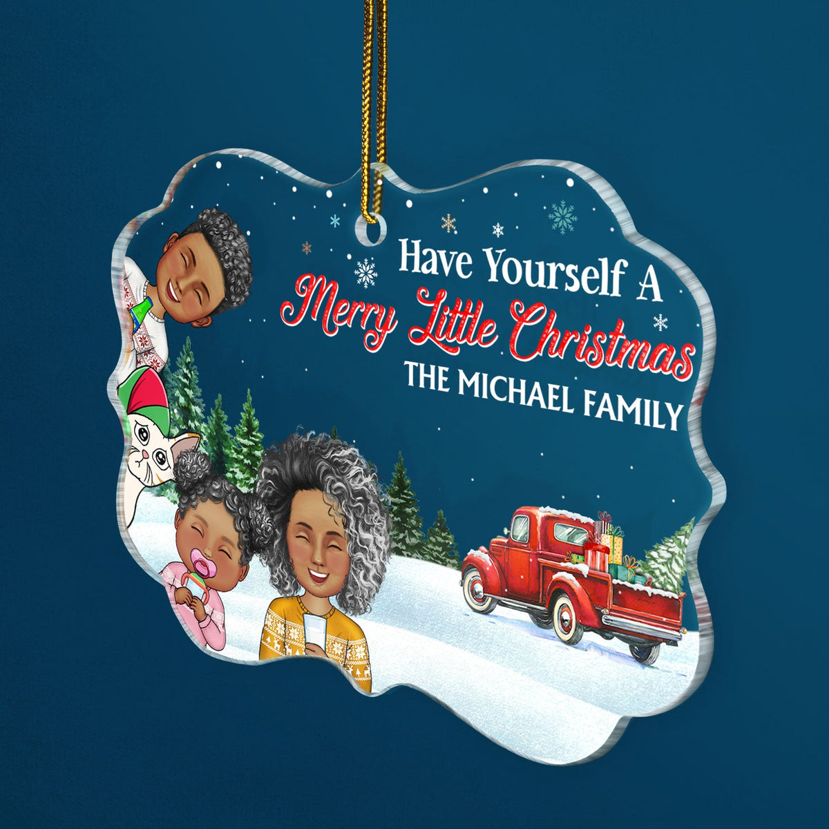 Joyeux Noël ! Cadeau de Noël pour la famille et les parents ! Décoration en acrylique avec médaillon personnalisé.