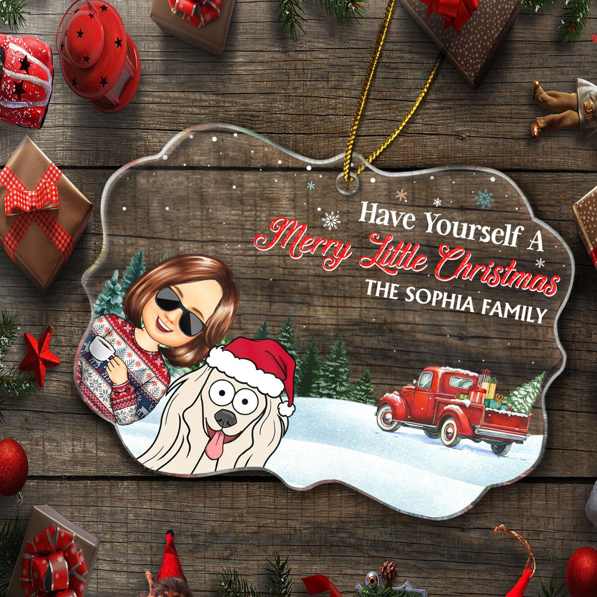 Joyeux Noël ! Cadeau de Noël pour la famille et les parents ! Décoration en acrylique avec médaillon personnalisé.