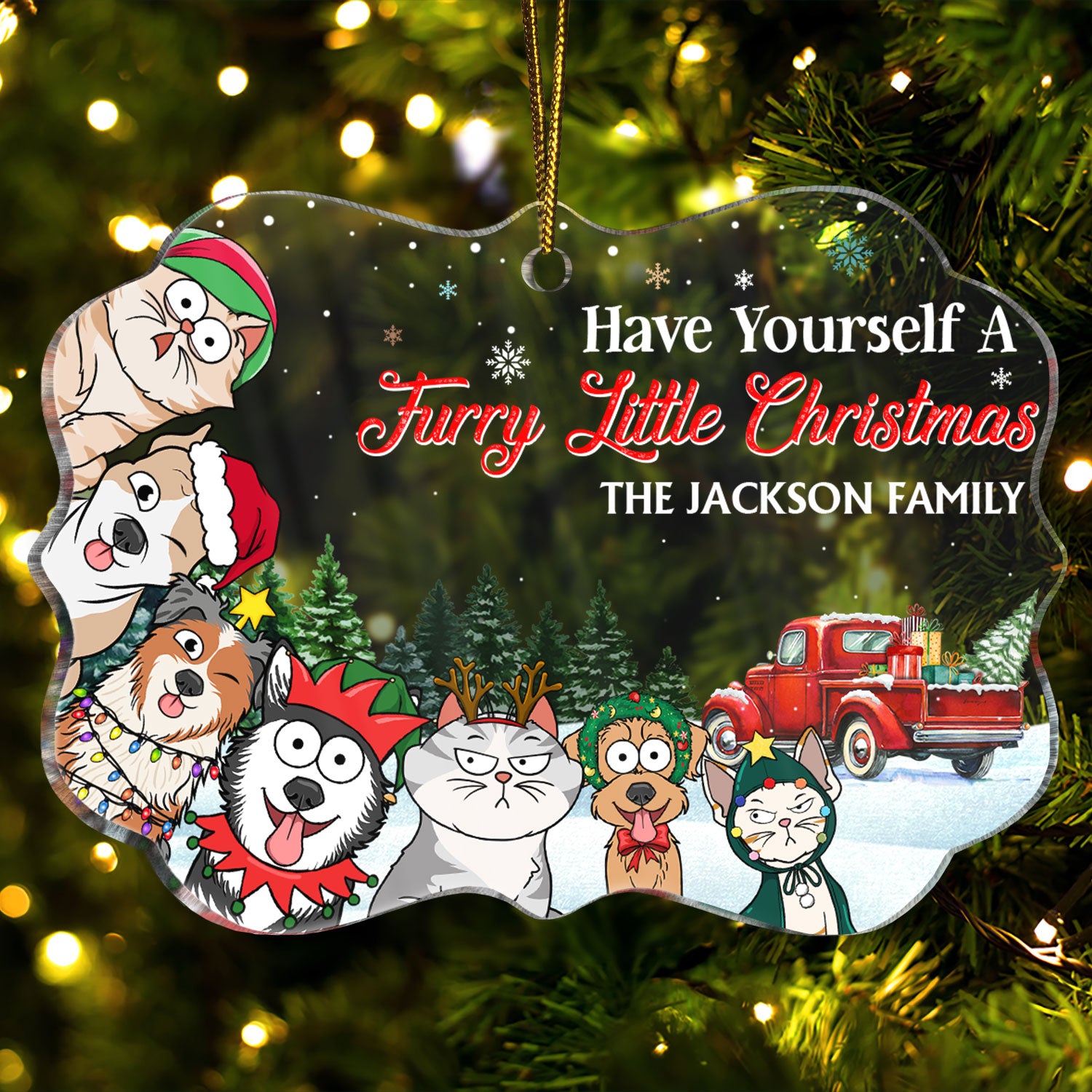 Have Yourself A Furry Little Christmas - Christmas Gift For Dog, Cat, Pet Lovers - Personalized Medallion Acrylic Ornament