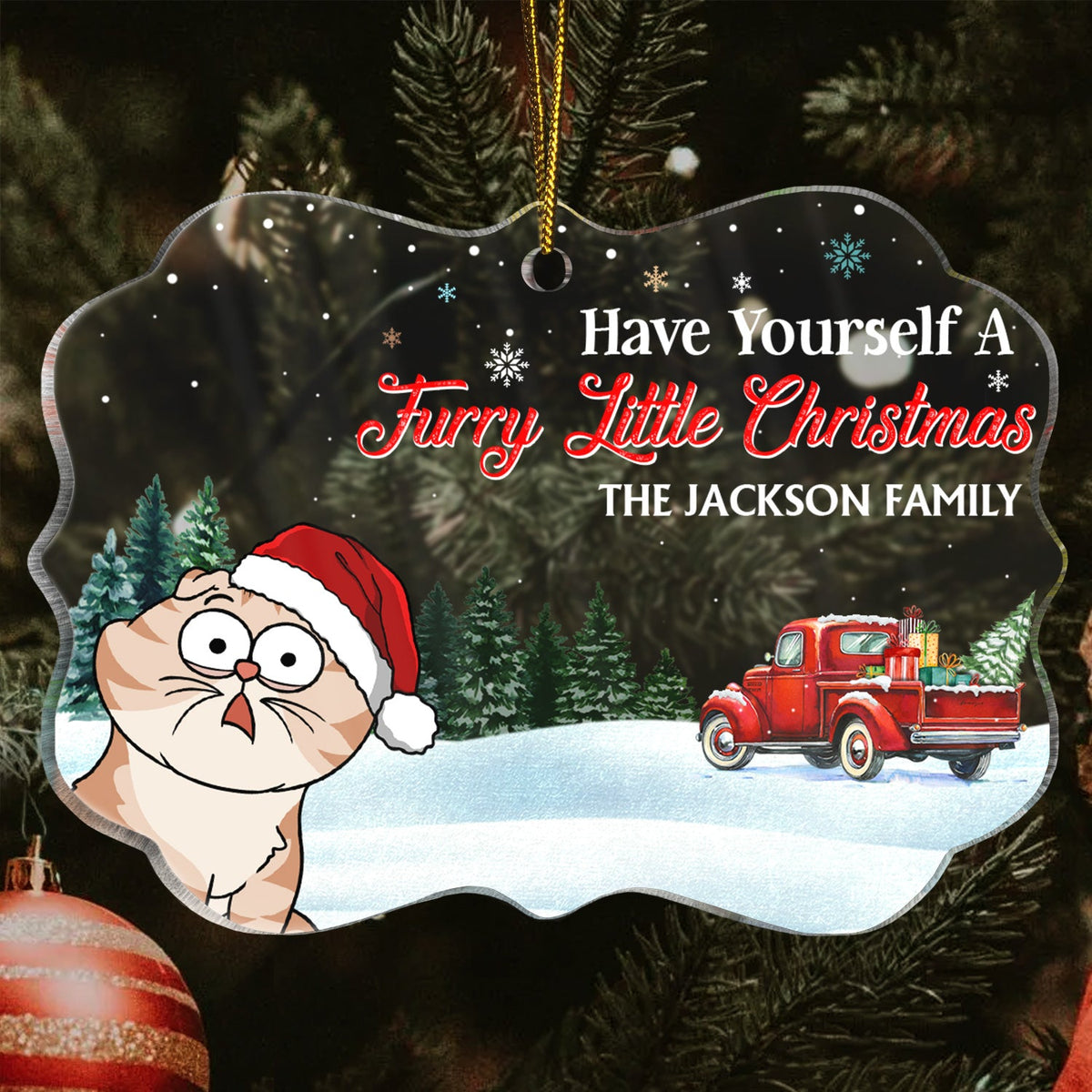 Have Yourself A Furry Little Christmas - Christmas Gift For Dog, Cat, Pet Lovers - Personalized Medallion Acrylic Ornament