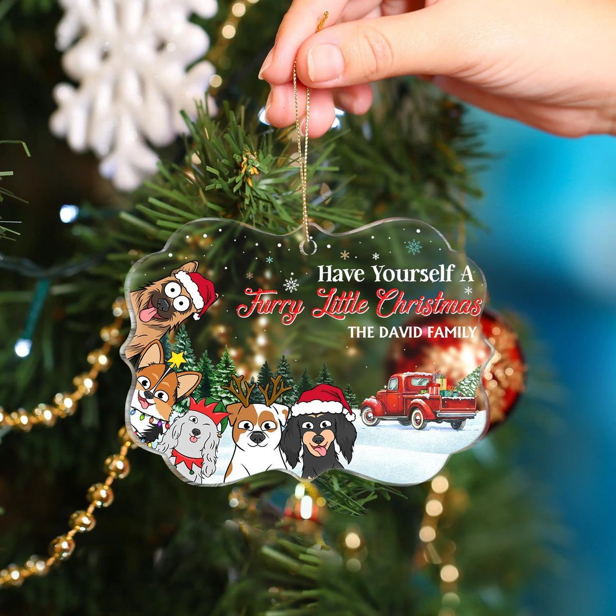 Have Yourself A Furry Little Christmas - Christmas Gift For Dog, Cat, Pet Lovers - Personalized Medallion Acrylic Ornament
