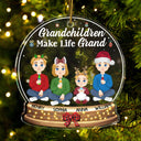Grandchildren Make Life Grand Flat Art - Christmas, Loving Gift For Grandpa, Grandma, Grandparents - Personalized Custom Shaped Acrylic Ornament
