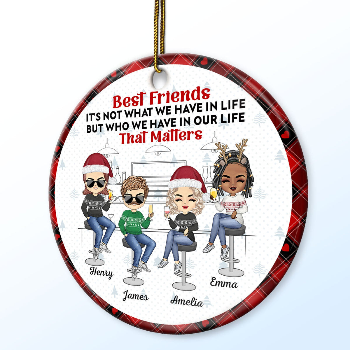 Here's To Another Year Of Bonding Over Alcohol - Christmas Gifts For Besties - Personalized Circle Ceramic Ornament