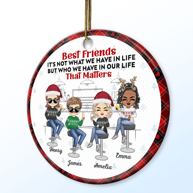 Here's To Another Year Of Bonding Over Alcohol - Christmas Gifts For Besties - Personalized Circle Ceramic Ornament