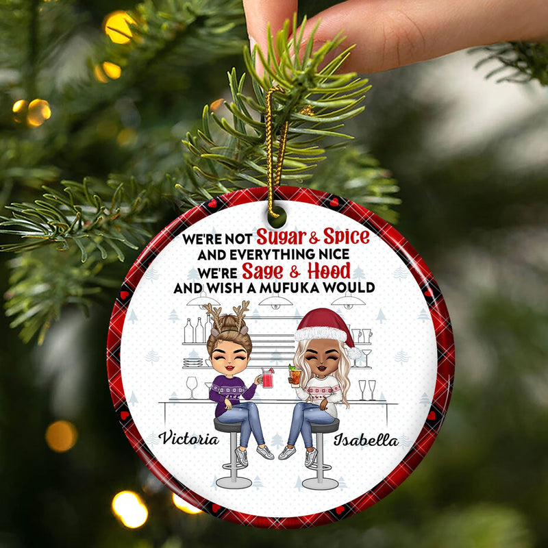 Here's To Another Year Of Bonding Over Alcohol - Christmas Gifts For Besties - Personalized Circle Ceramic Ornament