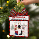 Our Friendship Is A True Blessing - Christmas Gifts For Besties, Best Friends - Personalized Custom Shaped Wooden Ornament