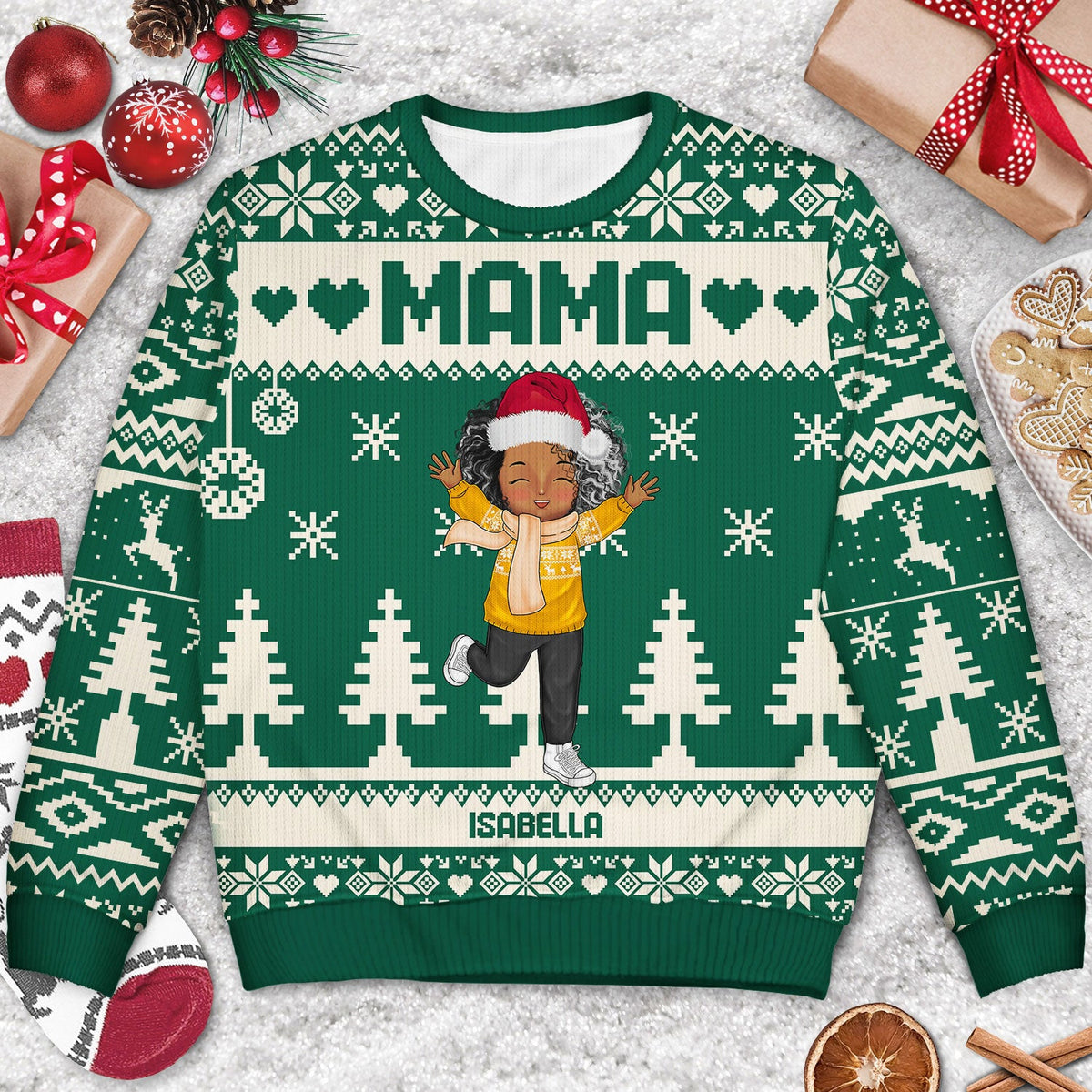 Nana Papa Daddy Mommy Grandkids - Christmas Gift For Grandparents, Parents- Personalized Unisex Ugly Sweater