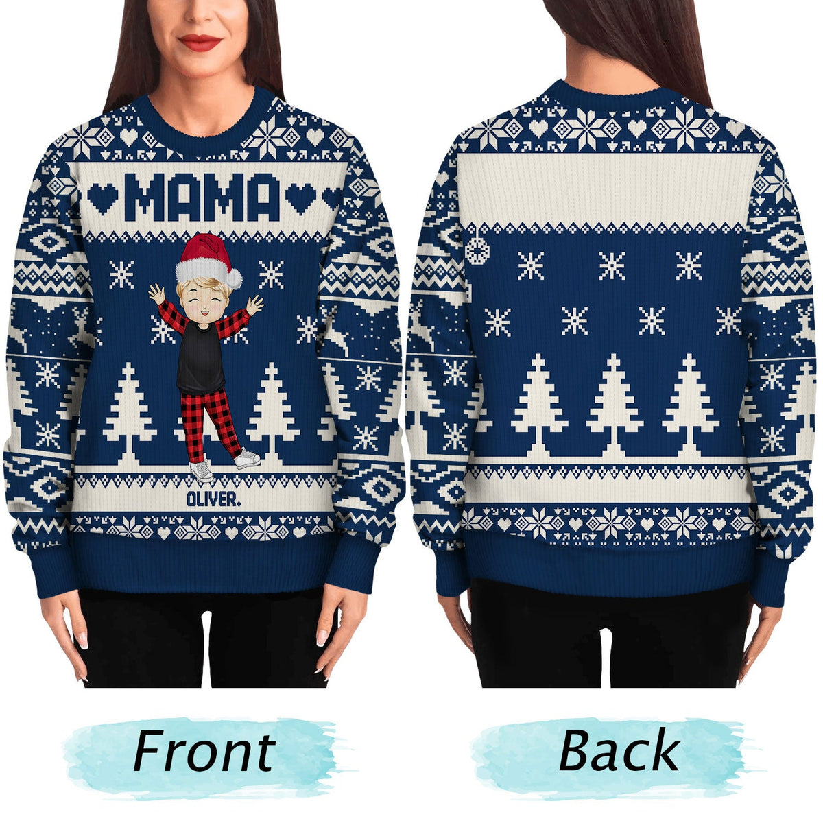 Nana Papa Daddy Mommy Grandkids - Christmas Gift For Grandparents, Parents- Personalized Unisex Ugly Sweater