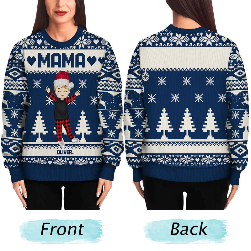 Nana Papa Daddy Mommy Grandkids - Christmas Gift For Grandparents, Parents- Personalized Unisex Ugly Sweater