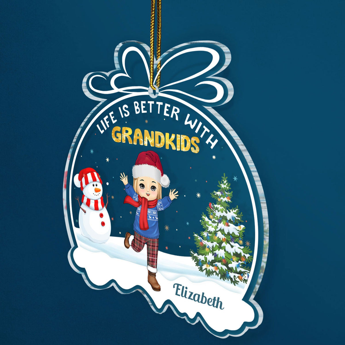 Life Is Better With Grandkids - Christmas Gift For Grandpa, Grandma, Grandparents - Personalized Custom Shaped Acrylic Ornament