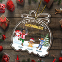 Life Is Better With Grandkids - Christmas Gift For Grandpa, Grandma, Grandparents - Personalized Custom Shaped Acrylic Ornament
