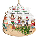 Joyeux enfants, animaux de compagnie sur la liste des vilains, nous ne regrettons rien - Cadeau de Noël pour la famille, les grands-parents - Décoration en bois personnalisée en forme personnalisée